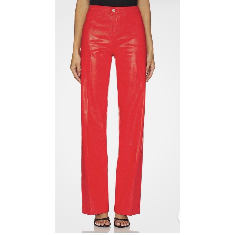 L’AGENCE Red Coated High Rise Wide Leg‎ Jeans NWT. Sz 27 - Picture 6 of 14